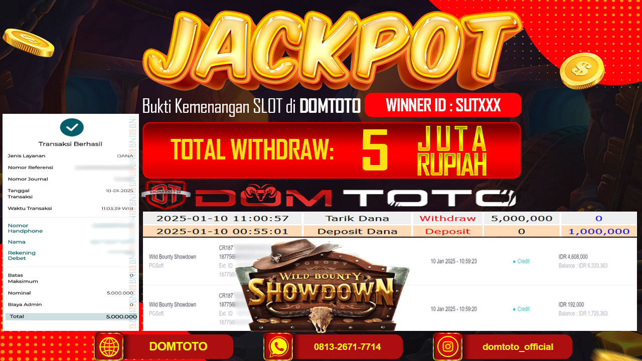 JACKPOT SLOT WILD BOUNTY SHOWDOWN 10 JANUARI 2025